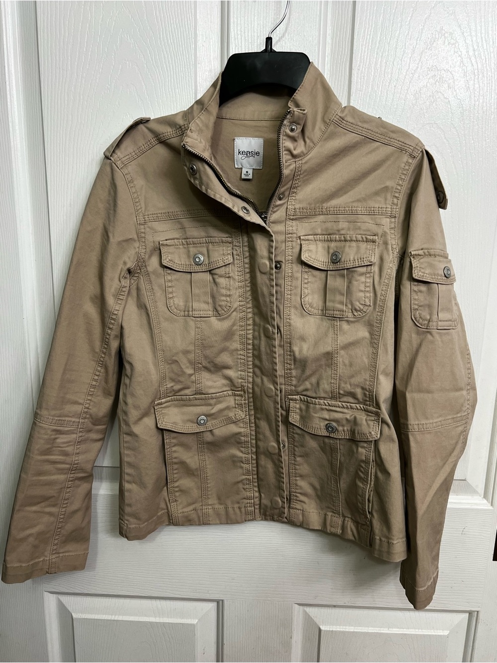 Kensie Women's Beige/Tan Utility Jacket with Multiple Pockets